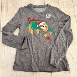 BCG Girls lifestyle Long sleeve Flippy Sloth Tee Heather Gray Size SMALL (7)